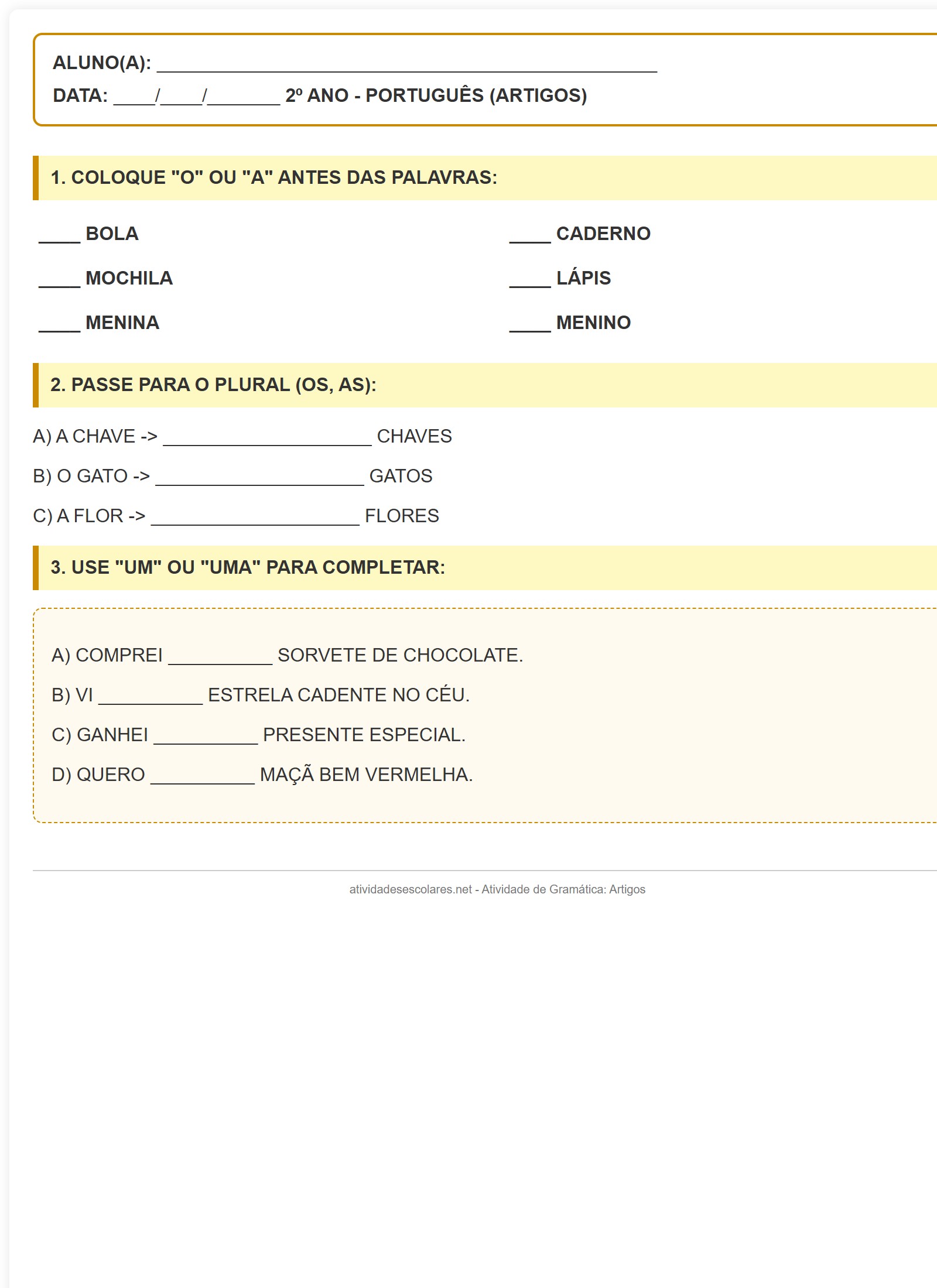 Atividade de Artigos 2ano para imprimir